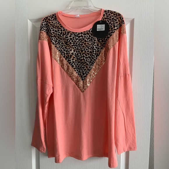 sunshine & rodeos Tops - NEW cheetah print pink long sleeve blouse size 3X